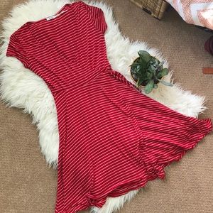 Kimchi blue red and white striped wrap dress